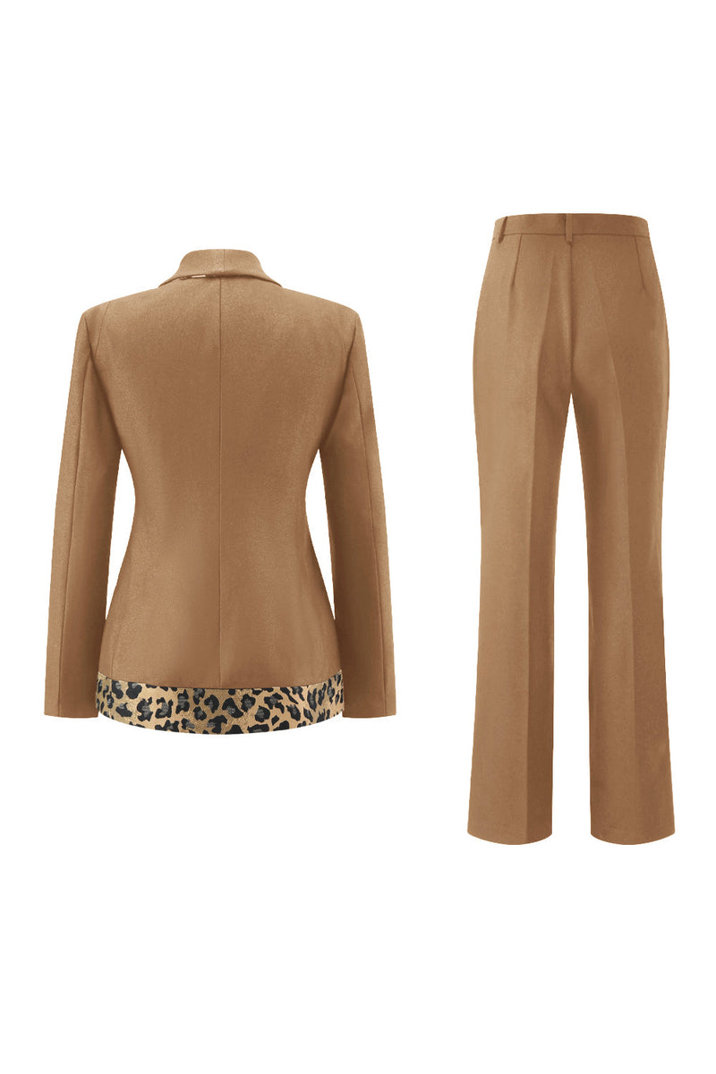 Load image into Gallery viewer, 2 Piece Black Shawl Lapel Leopard Printed Women Prom Suits with Bow