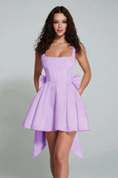 Load image into Gallery viewer, Ivory A Line Square Neck Short Homecoming Dress with Bow