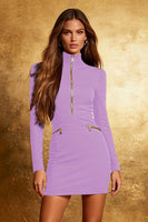 Load image into Gallery viewer, Black High Neck Tight Short Cocktail Dress with Sleeves