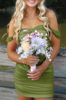 Load image into Gallery viewer, Red Bodycon Ruched Off the Shoulder Short Prom Dress