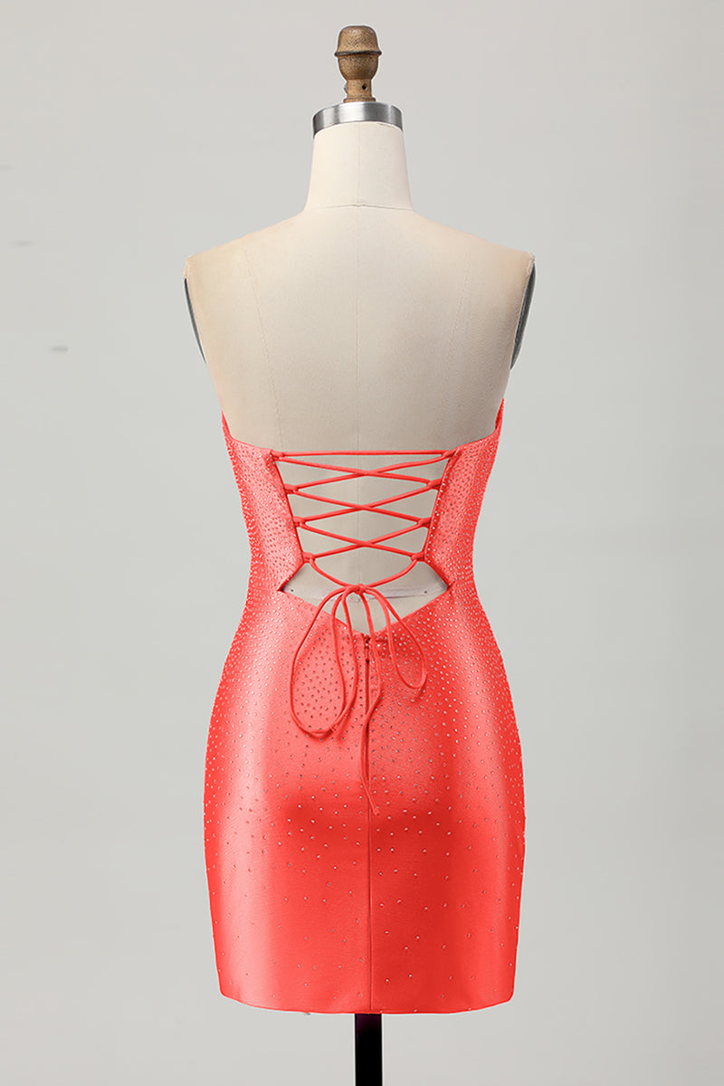Load image into Gallery viewer, Sparkly Fuchsia Sweetheart Keyhole Tight Short Beaded Homecoming Dress