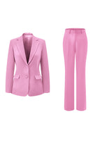 Load image into Gallery viewer, 2 Piece Dark Fuchsia Satin Notched Lapel Women Prom Suits