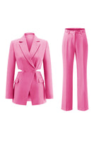 Load image into Gallery viewer, 2 Piece Grey Blue Cut Out Notched Lapel Women Prom Suits