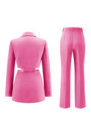 Load image into Gallery viewer, 2 Piece Grey Blue Cut Out Notched Lapel Women Prom Suits