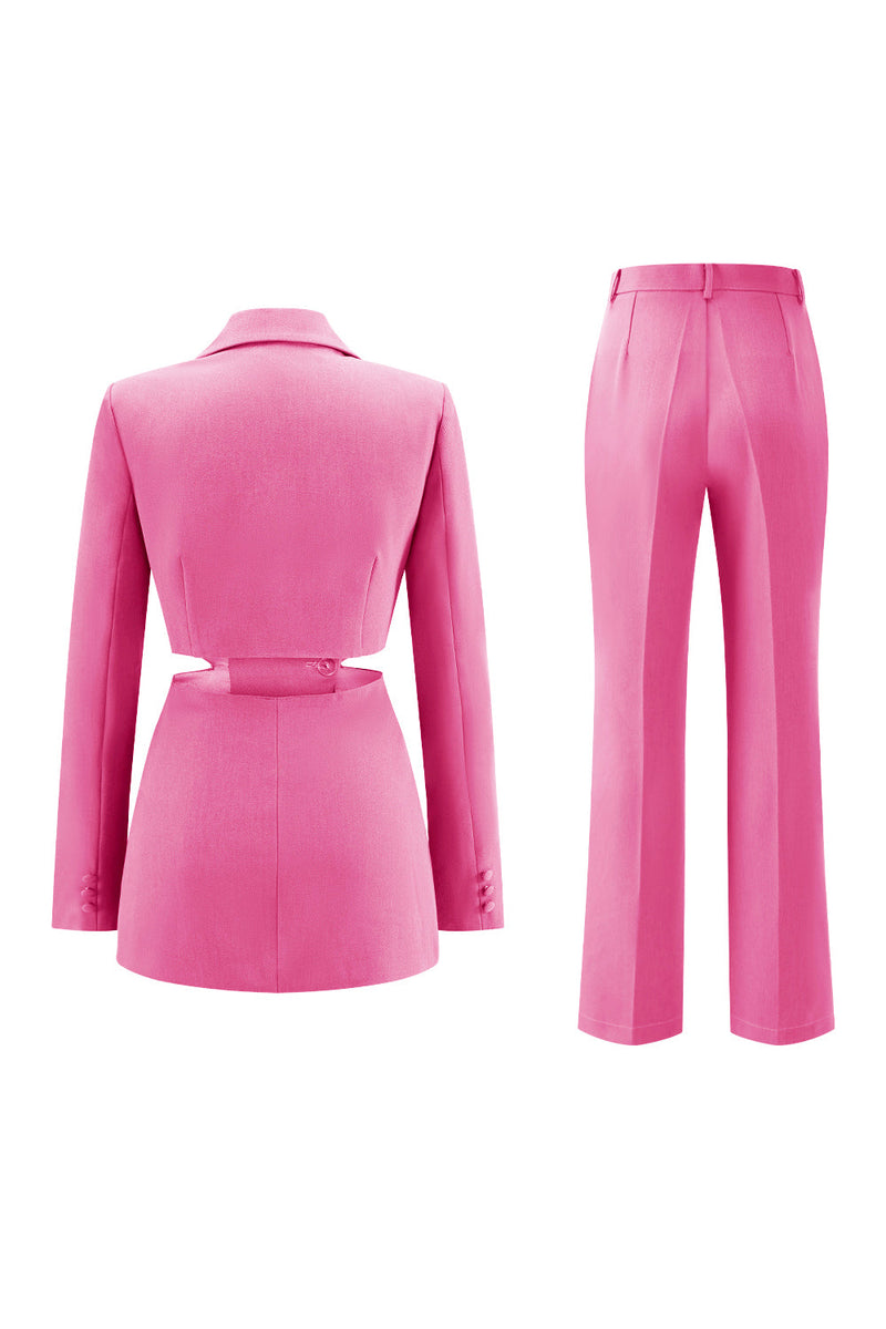 Load image into Gallery viewer, 2 Piece Grey Blue Cut Out Notched Lapel Women Prom Suits