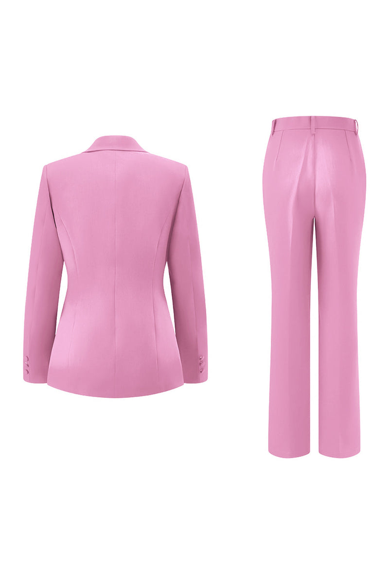 Load image into Gallery viewer, 2 Piece Dark Fuchsia Satin Notched Lapel Women Prom Suits