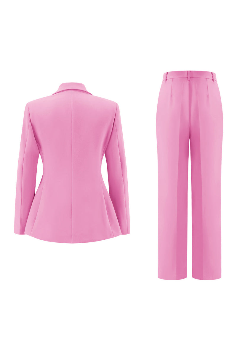 Load image into Gallery viewer, 2 Piece Fuchsia Peak Lapel Double Breasted Women Prom Suits