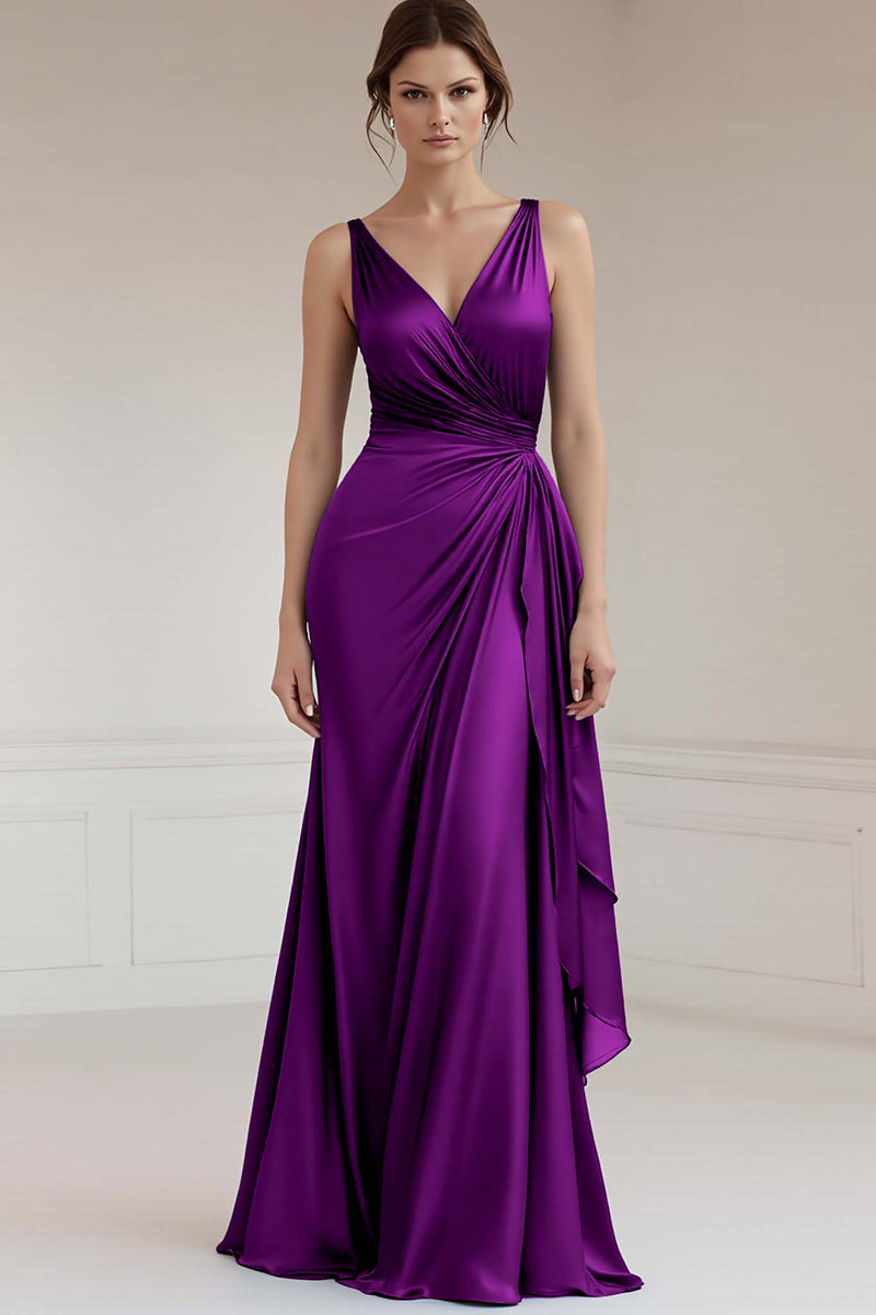 Load image into Gallery viewer, Peacock Sheath Satin Sleeveless Long Formal Dress