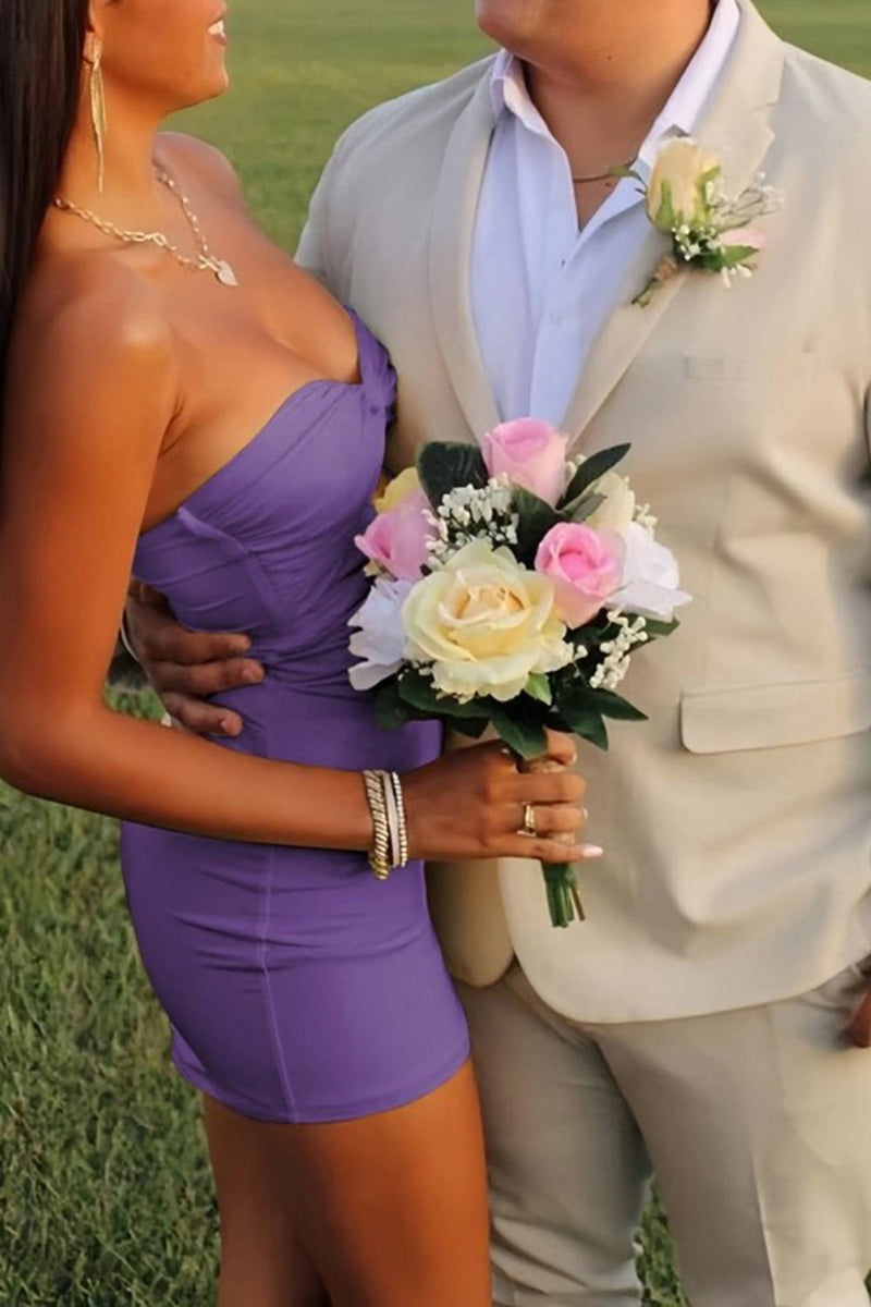 Load image into Gallery viewer, Lilac Bodycon Sweetheart Short Prom Dress with Keyhole