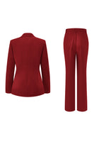 Load image into Gallery viewer, 2 Piece Dark Fuchsia Satin Notched Lapel Women Prom Suits