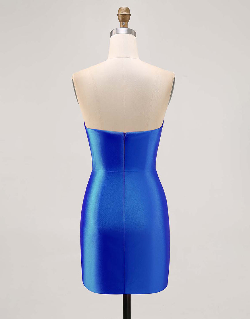 Load image into Gallery viewer, Red Satin Strapless Tight Short Homecoming Dress with Rhinestones