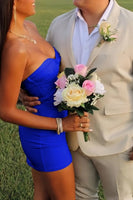 Load image into Gallery viewer, Black Satin Cut Out Tight Strapless Mini Party Dress