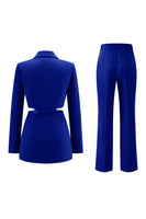 Load image into Gallery viewer, 2 Piece Grey Blue Cut Out Notched Lapel Women Prom Suits