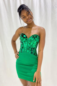 Sweetheart Green Sheath Corset Homecoming Dress