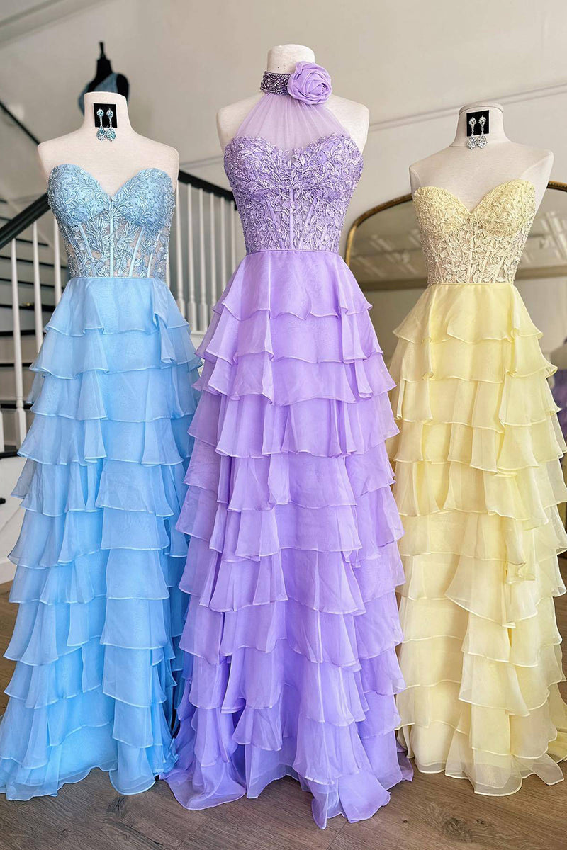 Load image into Gallery viewer, Fuchisa Sweetheart Corset Prom Dress with Slit