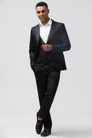 Load image into Gallery viewer, Peak Lapel Black 3 Piece Jacquard Men's Prom Suits