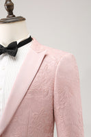 Load image into Gallery viewer, Peak Lapel Black 3 Piece Jacquard Men's Prom Suits