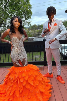 White Notched Lapel Print Slim Fit 2 Piece Men's Prom Suits