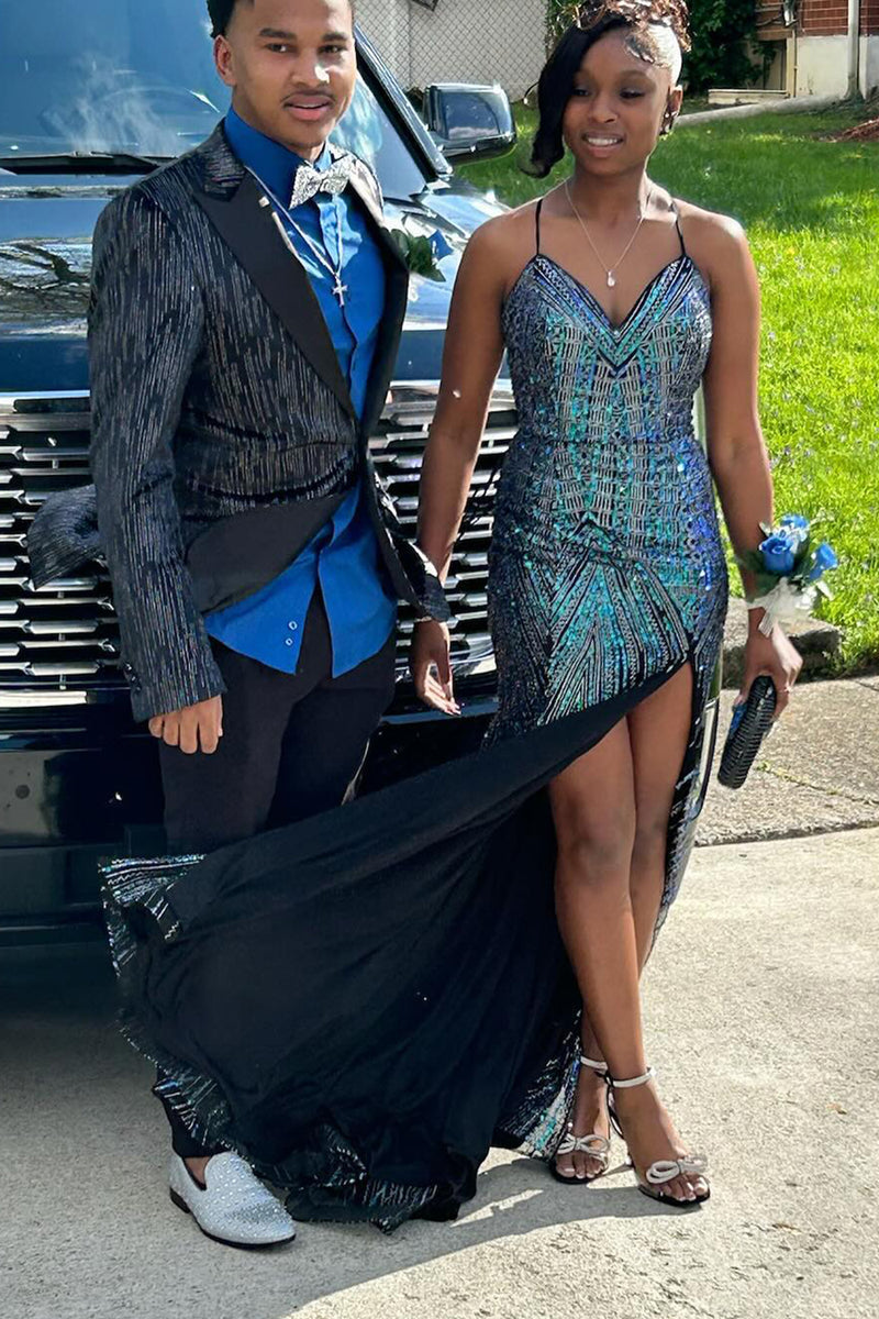 sachin and babi light blue dress Queendancer Men Black Homecoming Suits Peak Lapel 2 Piece One Button Men's  Prom Suits – queendancer