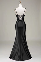 Load image into Gallery viewer, Satin Spaghetti Straps Lilac Prom Dress with Corset
