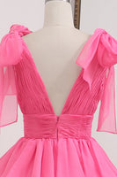 Load image into Gallery viewer, Fuchsia A Line Long Tiered Prom Dress With Slit