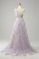 Load image into Gallery viewer, A-Line Grey Blue Princess Prom Dress With Embroidery