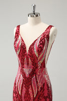 Load image into Gallery viewer, Fuchsia Bodycon V-Neck Short Homecoming Dress with Sequins