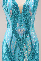 Load image into Gallery viewer, Fuchsia Bodycon V-Neck Short Homecoming Dress with Sequins
