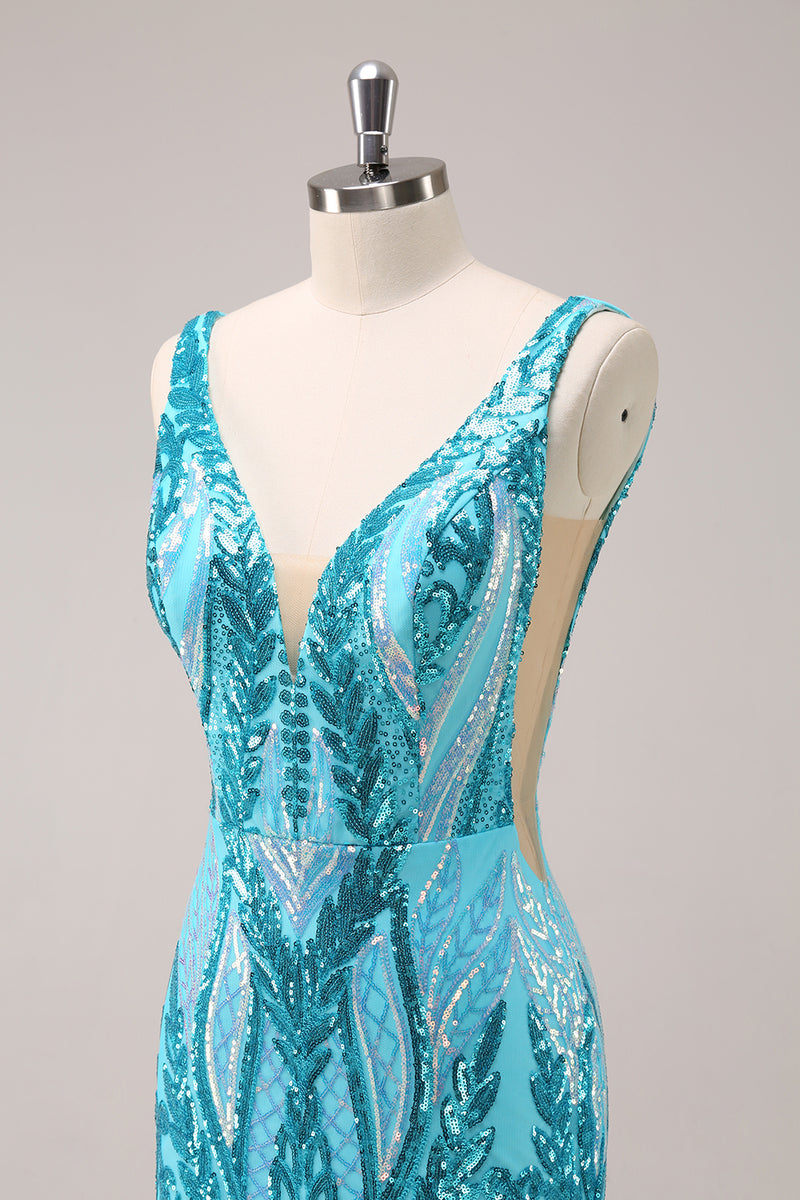 Load image into Gallery viewer, Fuchsia Bodycon V-Neck Short Homecoming Dress with Sequins