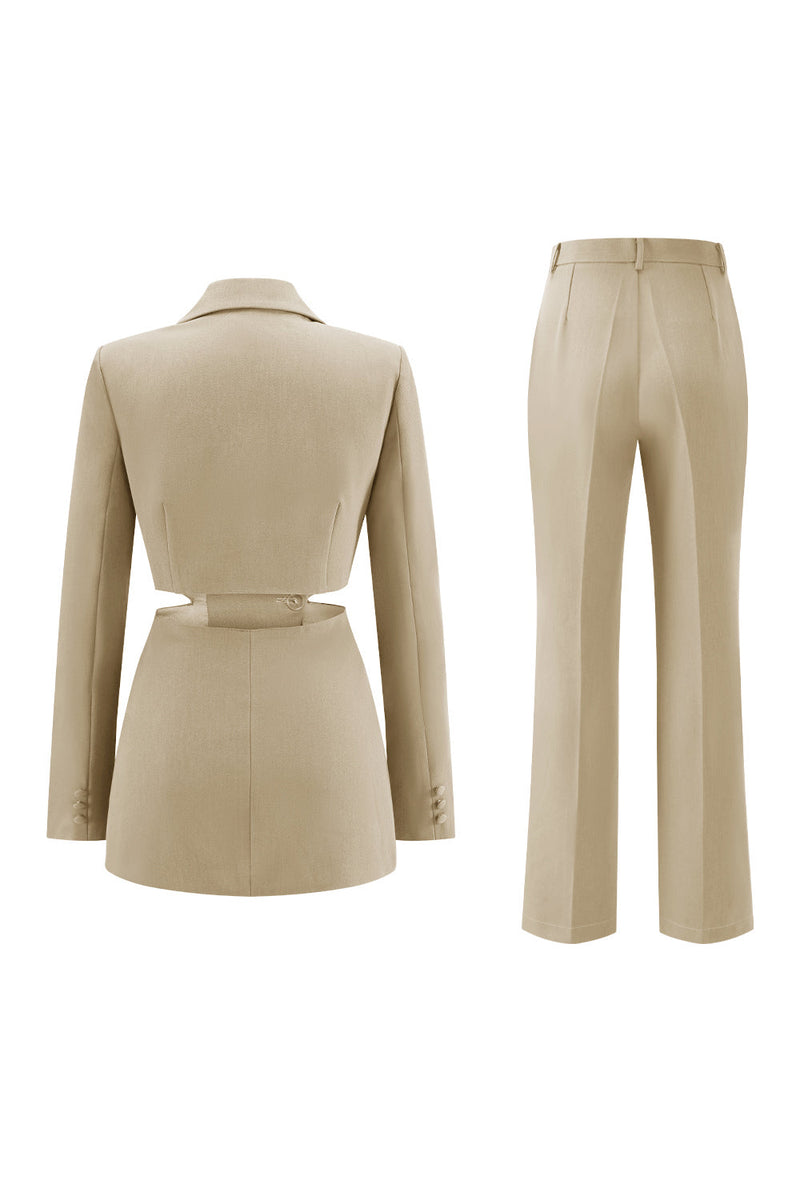 Load image into Gallery viewer, 2 Piece Grey Blue Cut Out Notched Lapel Women Prom Suits