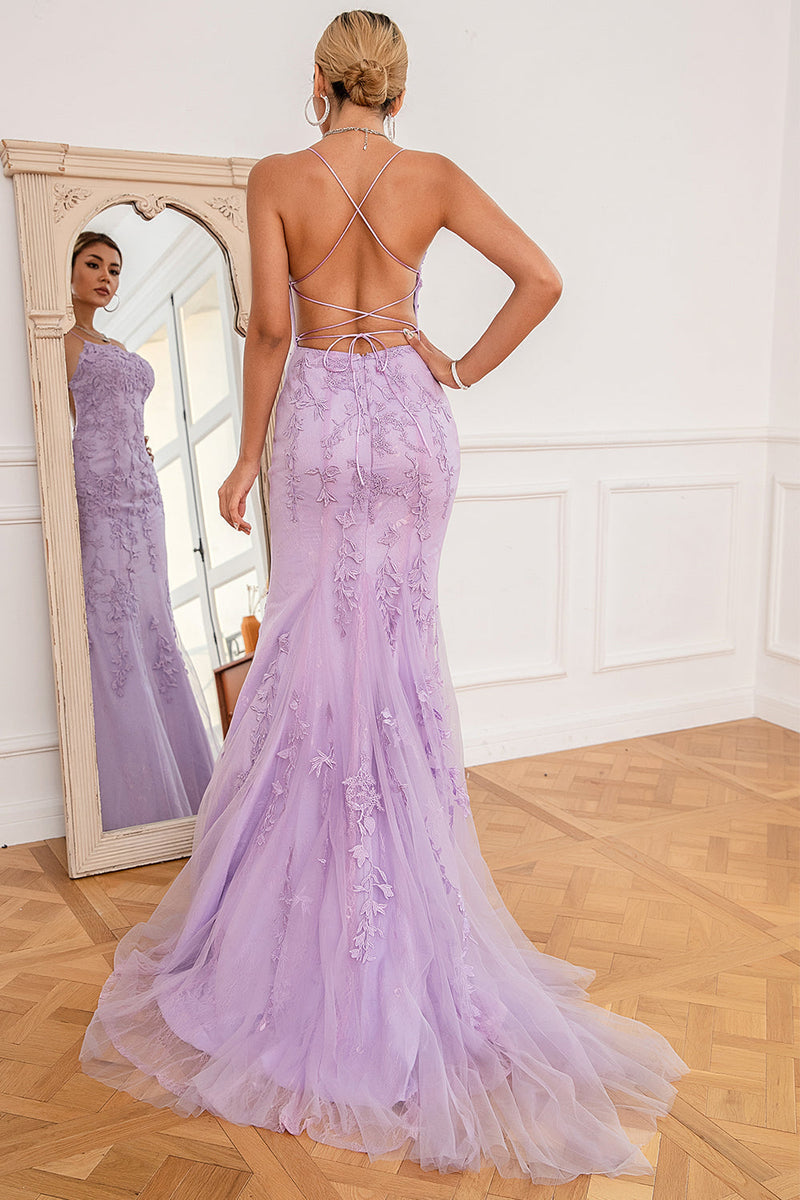 Load image into Gallery viewer, Mermaid Spaghetti Straps Light Pink Long Prom Dress with Appliques