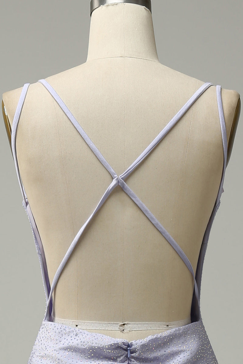 Load image into Gallery viewer, Mermaid Spaghetti Straps Lilac Long Prom Dress with Backless