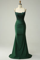 Load image into Gallery viewer, Mermaid Halter Dark Red Prom Dress with Appliques