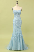 Load image into Gallery viewer, Light Purple Mermaid Long Prom Dress with Appliques