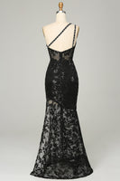 Load image into Gallery viewer, Sheath One Shoulder Red Sequins Long Prom Dress with Split Front