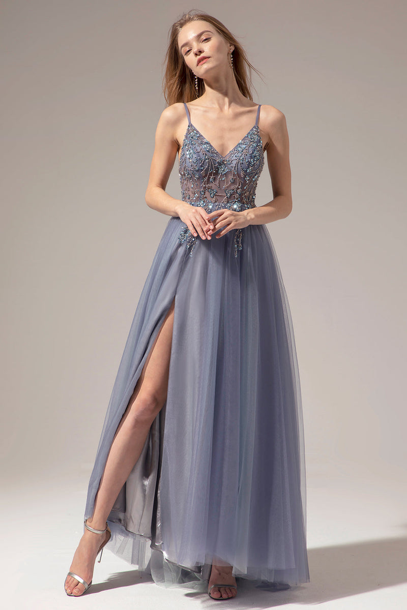 Load image into Gallery viewer, Spaghetti Straps Long Prom Dress With Slit