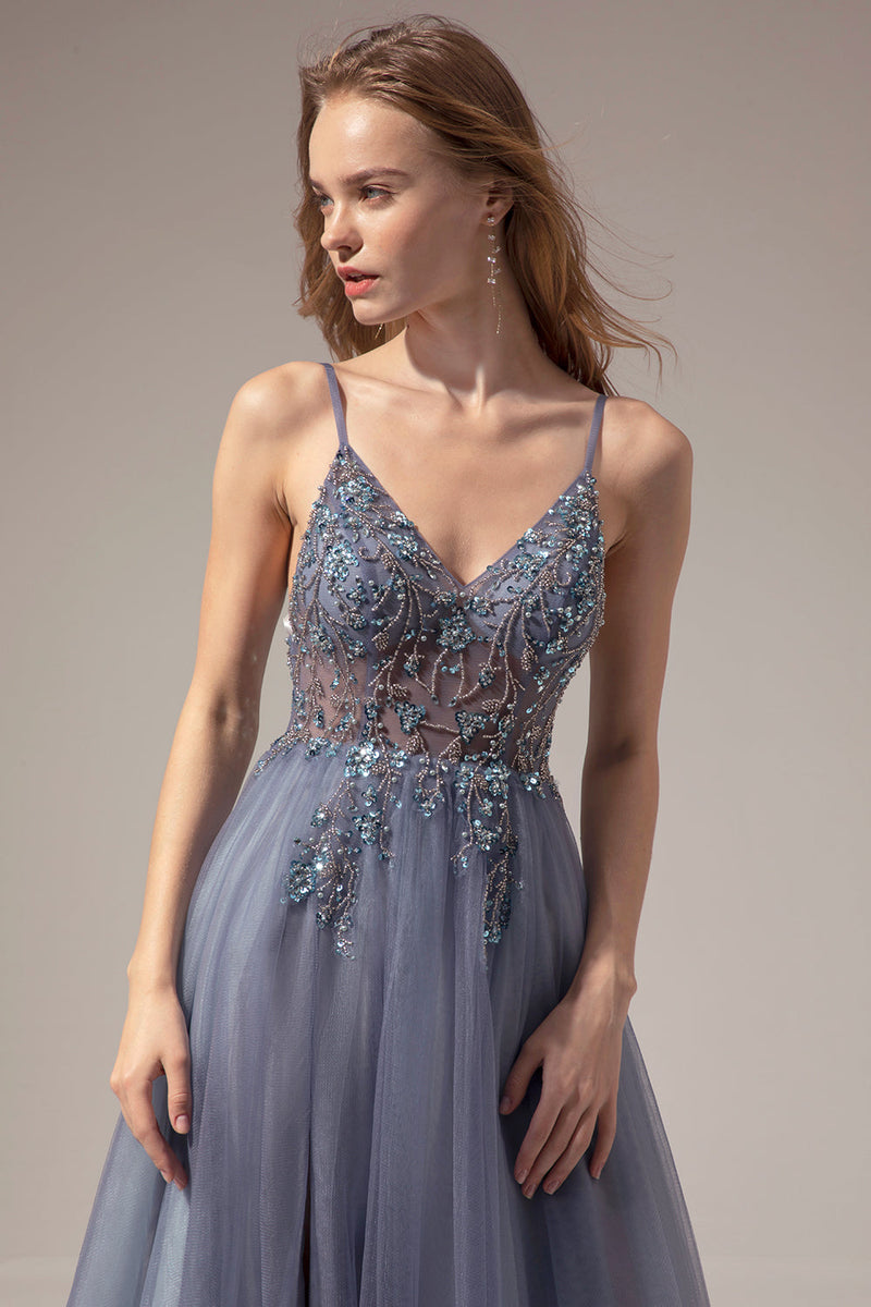 Load image into Gallery viewer, Spaghetti Straps Long Prom Dress With Slit