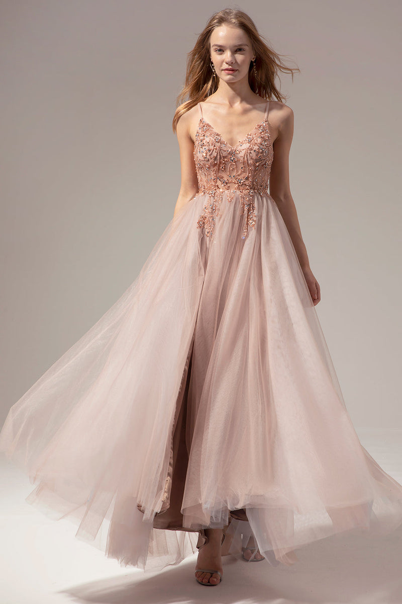 Load image into Gallery viewer, Spaghetti Straps Long Prom Dress With Slit