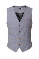 Load image into Gallery viewer, Grey Plaid 3 Piece Notch Lapel 2 Buttons Men Suits