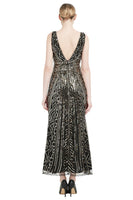 Load image into Gallery viewer, Sheath Black Pink Sequin V-Neck Formal Dress