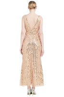 Load image into Gallery viewer, Sheath Black Pink Sequin V-Neck Formal Dress