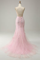 Load image into Gallery viewer, Mint Spaghetti Straps Appliques Mermaid Long Prom Dress