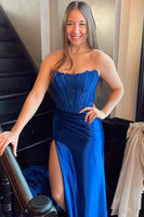 Load image into Gallery viewer, Sparkly Red Sheath Corset Long Prom Dress with Lace