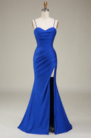 Load image into Gallery viewer, Satin Spaghetti Straps Lilac Prom Dress with Corset