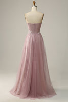 Load image into Gallery viewer, A Line Sweetheart Grey Purple Long Prom Dress with Appliques