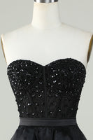 Load image into Gallery viewer, Princess A Line Sweetheart Black Strapless Ball Gown Formal Evening Dress