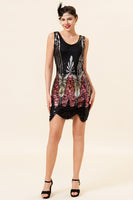 Load image into Gallery viewer, V Neck Black & Red Sequins Cocktail Party Dress
