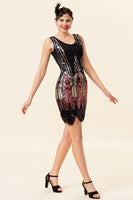 Load image into Gallery viewer, V Neck Black & Red Sequins Cocktail Party Dress