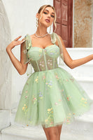 Load image into Gallery viewer, A Line Spaghetti Straps Black Short Homecoming Dress with Appliques