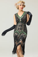 Load image into Gallery viewer, Red Glitter Fringe Gatsby 1920s Flapper Dress